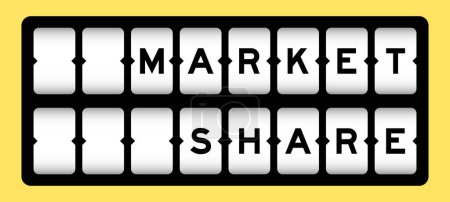 Schwarze Farbe in Wort Marktanteil auf Slot-Banner mit gelbem Hintergrund