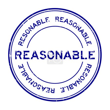 Ilustración de Grunge azul palabra razonable sello de goma redonda sobre fondo blanco - Imagen libre de derechos