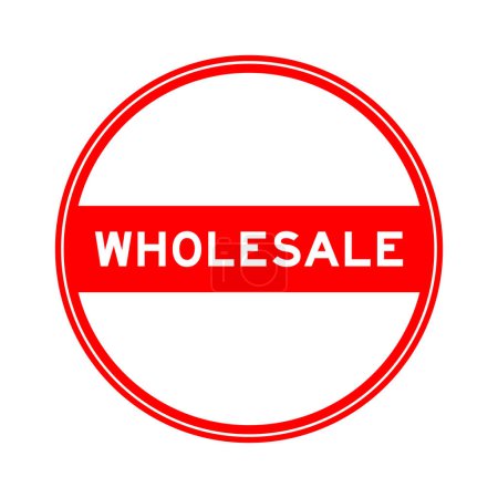 Rote Farbe runde Siegelaufkleber in Wort Großhandel auf weißem Hintergrund