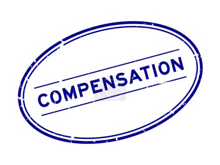 Téléchargez les illustrations : Grunge bleu compensation mot timbre ovale caoutchouc en fond blanc - en licence libre de droit