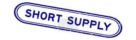 Grunge blue short supply word rubber seal stamp auf weißem Hintergrund