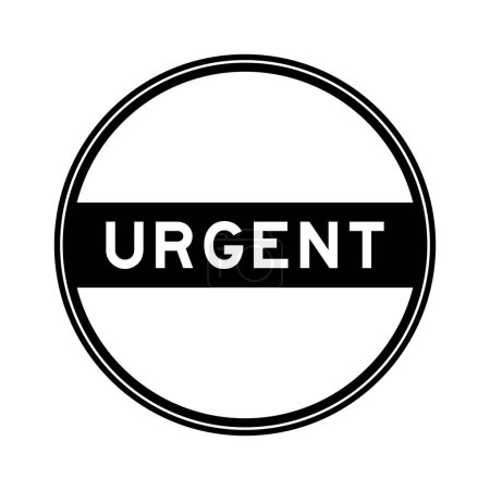 Ilustración de Etiqueta engomada de sello redondo de color negro en palabra urgente sobre fondo blanco - Imagen libre de derechos