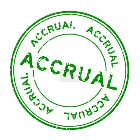 Grunge green accrual word round rubber seal stamp auf weißem Hintergrund