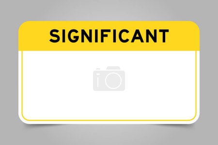 Ilustración de Banner de etiqueta que tiene encabezado amarillo con espacio de copia de palabra significativa y blanca, sobre fondo gris - Imagen libre de derechos