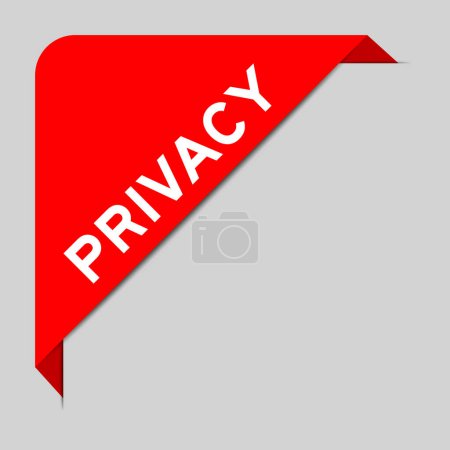 Rote Farbe des Ecketikettenbanners mit Wort Privatsphäre auf grauem Hintergrund