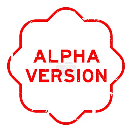 Grunge red alpha version word rubber seal stamp auf weißem Hintergrund