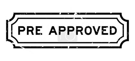 Grunge black pre approved word rubber seal stamp on white background