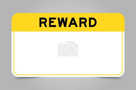 Label banner that have yellow headline with word reward and white copy space, on gray background