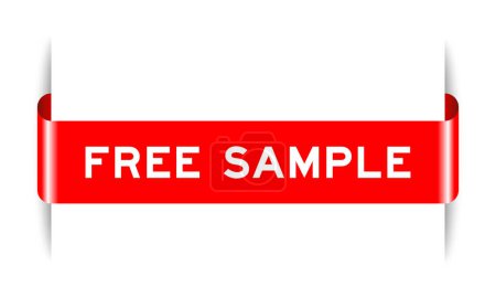 Red color inserted label banner with word free sample on white background