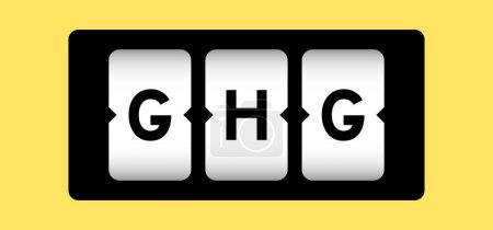 Ilustración de Color negro en la palabra GHG (Abreviatura de gases de efecto invernadero) en banner de ranura con fondo de color amarillo - Imagen libre de derechos
