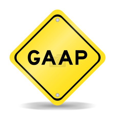 Gelbes Transportschild mit dem Wort GAAP (Abkürzung für General Accelerated Accounting Principles) auf weißem Hintergrund