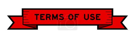 Ribbon label banner with word terms of use in red color on white background