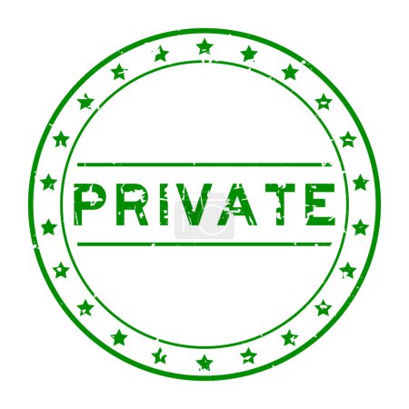 Grunge green private word round rubber seal stamp auf weißem Hintergrund