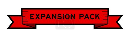 Ribbon label banner with word expansion pack in red color on white background