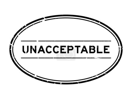 Téléchargez les illustrations : Grunge mot inacceptable noir timbre de joint en caoutchouc ovale sur fond blanc - en licence libre de droit