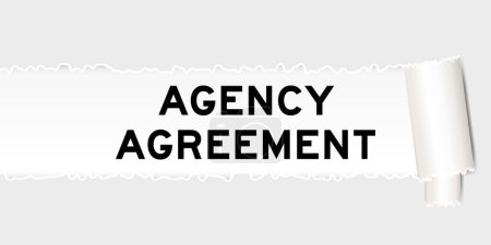 Ripped gray paper background that have word agency agreement under torn part