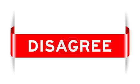 Banner de etiqueta insertado de color rojo con palabra en desacuerdo sobre fondo blanco