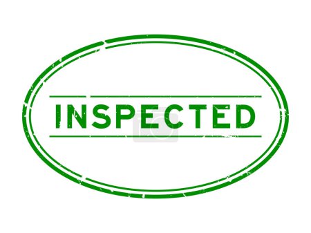 Grunge verde inspeccionado palabra sello de goma ovalada sobre fondo blanco