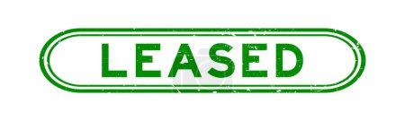 Grunge green leased word rubber seal stamp on white background