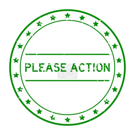 Grunge green bitte action word round rubber seal stamp auf weißem Hintergrund