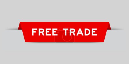 Ilustración de Etiqueta de color rojo insertada con palabra libre comercio sobre fondo gris - Imagen libre de derechos