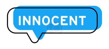 Speech banner and blue shade with word innocent on white background