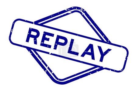 Grunge blue replay word rubber seal stamp auf weißem Hintergrund