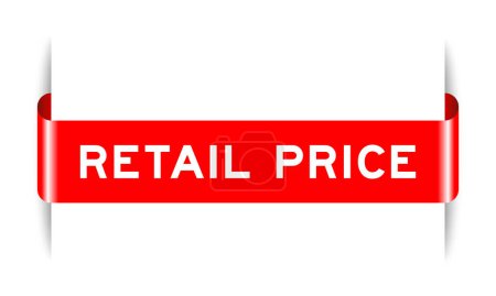 Red color inserted label banner with word retail price on white background