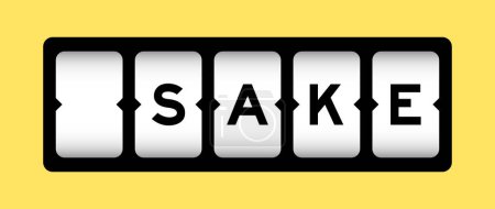 Schwarze Farbe in Wort Sake auf Slot-Banner mit gelbem Hintergrund