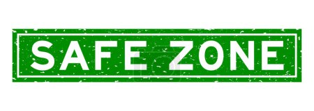Téléchargez les illustrations : Grunge vert zone de sécurité mot carré cachet en caoutchouc sur fond blanc - en licence libre de droit