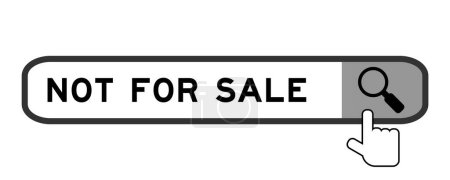 Search banner in word not for sale with hand over magnifier icon on white background