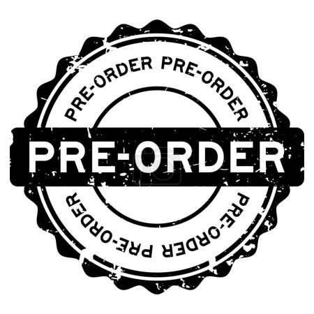 Grunge schwarze Pre-Order-Wort runde Gummidichtung Stempel auf weißem Hintergrund