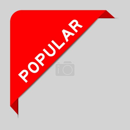 Couleur rouge de bannière d'étiquette d'angle avec mot populaire sur fond gris