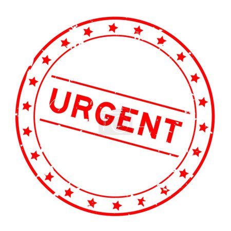 Grunge red urgent word round rubber seal stamp on white background