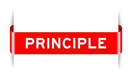 Red color inserted label banner with word principle on white background