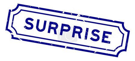Grunge blue surprise word rubber seal stamp auf weißem Hintergrund