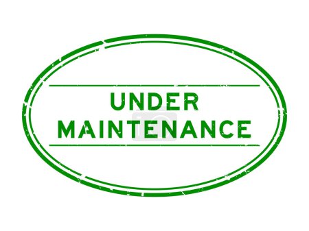 Grunge green under maintenance word oval rubber seal stamp on white background