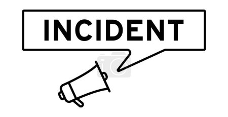 Megaphone icon with speech bubble in word incident on white background