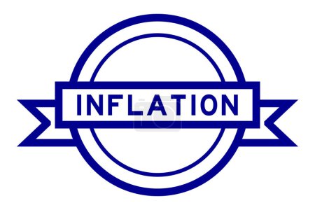 Vintage blaue Farbe runde Etikett Banner mit Wort Inflation auf weißem Hintergrund
