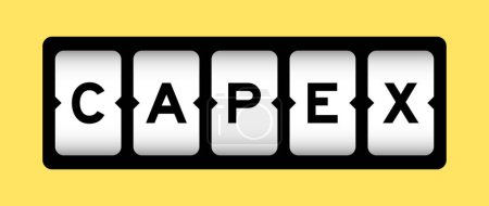 Couleur noire dans le mot CAPEX (Abréviation des dépenses en capital) sur la bannière de fente avec fond de couleur jaune