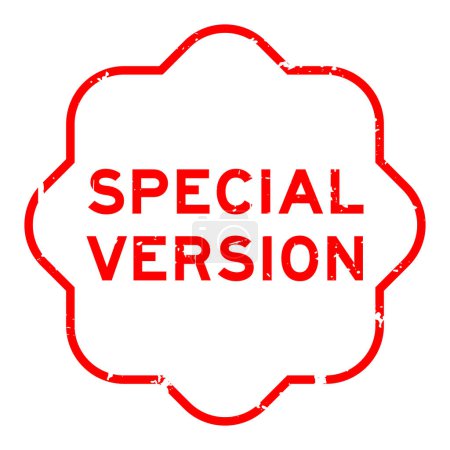 Grunge rojo versión especial palabra sello de goma sello sobre fondo blanco