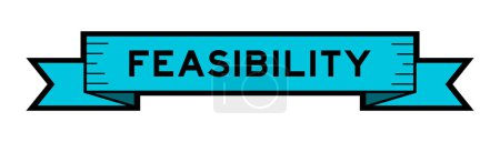 Banner de etiqueta de cinta con factibilidad de palabra en color azul sobre fondo blanco