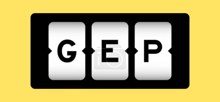 Color negro en la palabra GEP (abreviatura de buenas prácticas de ingeniería) en banner de ranura con fondo de color amarillo