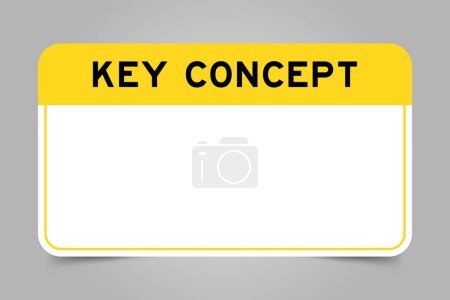 Etikettenbanner mit gelber Überschrift mit Word-Key-Konzept und weißem Kopierraum auf grauem Hintergrund