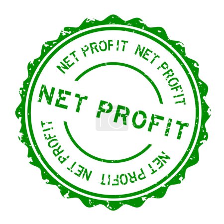Grunge green net profit word round rubber seal stamp on white background