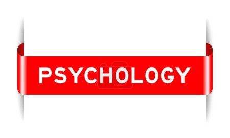 Red color inserted label banner with word psychology on white background