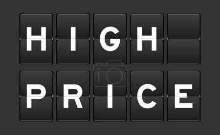 Black color analog flip board with word high price on gray background