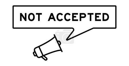 Icono de megáfono con banner de burbuja de voz en palabra no aceptada en fondo blanco