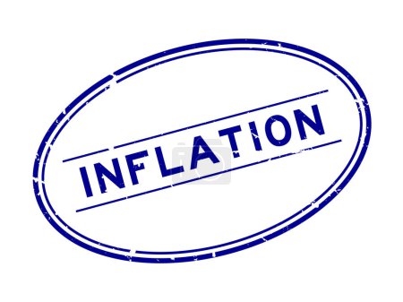 Grunge blue inflation word oval rubber seal stamp auf weißem Hintergrund