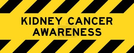 Yellow and black color with line striped label banner with word kidney cancer awareness